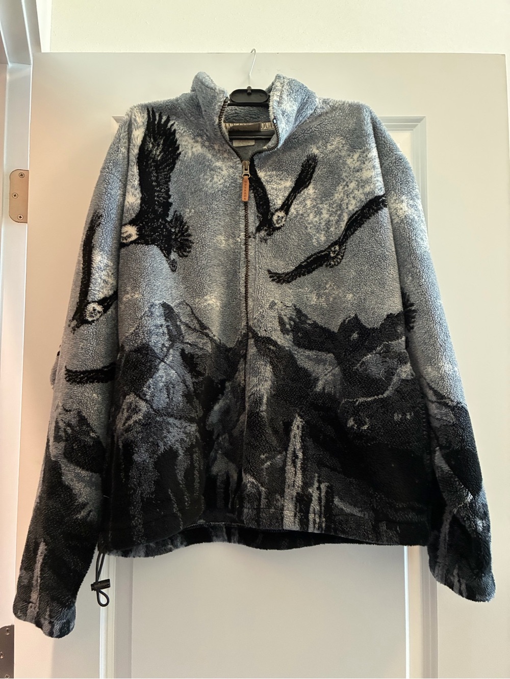Women's Plush Zip-Up Teddy Jacket in Gray and Black